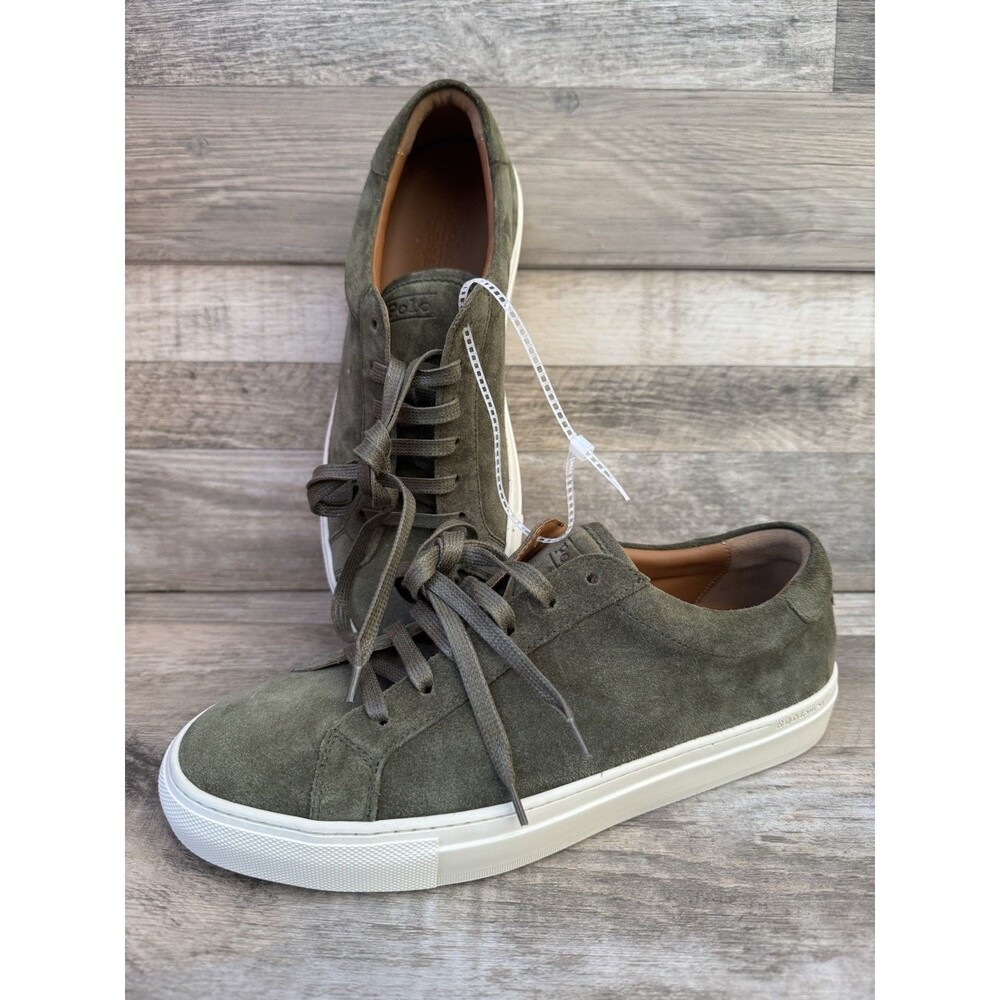 Polo Ralph Lauren Jermain Lux Suede Sneakers Olive Green Men's Size 8 New